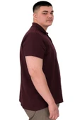 Mode XL Büyük Beden Erkek T-Shirt Polo Sea Bound U25303 Mürdüm thumbnail 3