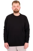 Mode XL Büyük Beden Erkek Bisiklet Yaka Sweatshirt Basic U22465 Siyah thumbnail 1