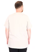Mode XL Büyük Beden Erkek T-Shirt Bisiklet Yaka Basic U25162 Gri thumbnail 4