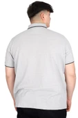 Mode XL Büyük Beden Erkek Polo Yaka Tişört Waffle Mr.Polo U24298 Gri thumbnail 4