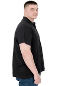 Mode XL Büyük Beden Erkek T-Shirt Polo Flag U25304 Siyah thumbnail 2