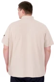 Mode XL Büyük Beden Erkek T-Shirt Pike Polo Yaka U25305 Bej thumbnail 2