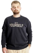 Mode XL Büyük Beden Erkek Sweat BisYaka Do İt Yourself 23168 Lacivert thumbnail 1