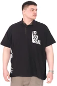 Mode XL Büyük Beden Erkek T-Shirt Polo Yaka REAL U25309 Siyah thumbnail 1