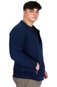 Mode XL Erkek Büyük Beden Hırka Fermuarlı Dik Yaka Cepli U24442 İndigo - 2