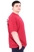 Mode XL Büyük Beden Erkek T-Shirt Bisiklet Yaka BORN TOLYFT U25029 Bordo thumbnail 3