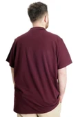 Mode XL Büyük Beden Erkek T-shirt Polo FRAGMENTED 23325 Mürdüm thumbnail 4