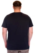 Mode XL Büyük Beden Erkek T-Shirt Bisiklet Yaka NOT DEFINETS Baskılı U25009 Lacivert thumbnail 3