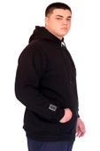 Mode XL Büyük Beden Erkek Kapüşonlu Sweatshirt Fermuarlı 3 İp BRONX U24560 Siyah thumbnail 2
