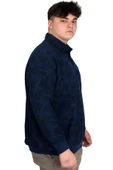 Mode XL Büyük Beden Erkek Polo Yaka Sweatshirt Baskılı Selanik U24440 İndigo thumbnail 3