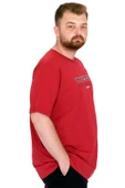 Mode XL Büyük Beden Erkek T-Shirt Bisiklet Yaka BOSTON U25037 Bordo thumbnail 3