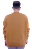 Mode XL Büyük Beden Erkek Sweatshirt 3 İplik Şardonlu Baskılı BELIEVE U24527 Camel thumbnail 4