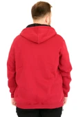 Mode XL Büyük Beden Erkek Kapüşonlu Fermuarlı Sweatshirt U25803 Bordo thumbnail 4