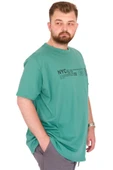 Mode XL Büyük Beden Erkek T-Shirt Bisiklet Yaka NYC New York U25019 Çağla thumbnail 3