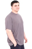 Mode XL Büyük Beden Erkek T-Shirt Bisiklet Yaka FOREVER U25023 Füme thumbnail 3
