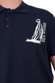 Mode XL Büyük Beden Erkek T-Shirt Polo Sea Bound U25303 Indigo thumbnail 5