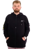 Mode XL Erkek Büyük Beden Fermuarlı Kapüşonlu Sweatshirt FUTURE U24549 Siyah thumbnail 1
