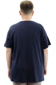 Mode XL Battal Beden Erkek Pamuklu T-Shirt Yumuşak Dokulu Baskılı BELIEF U24085 Lacivert thumbnail 4
