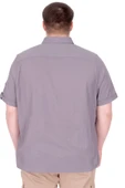Mode XL Büyük Beden Erkek Gömlek Çift Cep Kapaklı Gabardin U25601 K.Gri thumbnail 3
