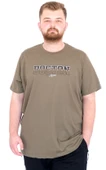 Mode XL Büyük Beden Erkek T-Shirt Bisiklet Yaka BOSTON U25037 Haki thumbnail 1