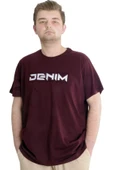 Mode XL Büyük Beden Erkek T-shirt DENIM 23115 Mürdüm thumbnail 1