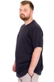 Mode XL Büyük Beden Erkek T-Shirt Bisiklet Yaka U25035 Lacivert thumbnail 2