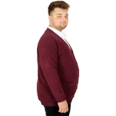 Mode XL Buyuk Beden Erkek Hırka Selanik Düğmeli 20548 Mürdüm - 3