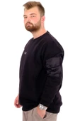 Mode XL Büyük Beden Erkek Sweatshirt 3 İplik Şardonlu DIVISION U24548 Siyah thumbnail 2