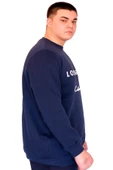 Mode XL Büyük Beden Erkek Sweatshirt Bisiklet Yaka LOS ANGELES U24561 İndigo thumbnail 2