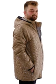 Mode XL Büyük Beden Erkek Kapitone Mont Kapüşonlu U24606 Kahverengi - 3