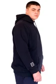 Mode XL Büyük Beden Erkek Kapüşonlu Sweatshirt Fermuarlı 3 İp BRONX U24560 Lacivert thumbnail 3
