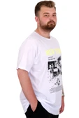 Mode XL Büyük Beden Erkek T-Shirt Bisiklet Yaka NEW YORK U25036 Beyaz thumbnail 3