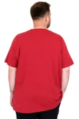 Mode XL Büyük Beden Erkek T-Shirt Bisiklet Yaka BOSTON U25037 Bordo thumbnail 4