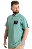 Mode XL Büyük Beden Erkek T-shirt Polo Parçalı NYC 23332 Çağla thumbnail 2
