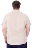 Mode XL Büyük Beden Erkek Gömlek Çift Kapaklı Gabardin U25601B Bej thumbnail 2
