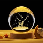 pilelistore Geyik Temalı Işıklı Cam Küre Cap 6 Cm Kod 53 - 1