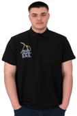 Mode XL Büyük Beden Erkek T-Shirt Polo Sail U25301 Siyah thumbnail 2