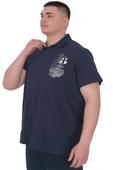 Mode XL Büyük Beden Erkek T-Shirt Polo Sail Boat U25302 Indigo thumbnail 3
