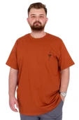 Mode XL Büyük Beden Erkek T-Shirt Bisiklet Yaka Chneyrmd U25020 Tarçın thumbnail 1
