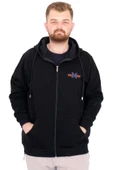 Mode XL Büyük Beden Erkek Kapüşonlu Fermuarlı Sweatshirt U25803 Siyah thumbnail 1