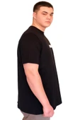 Mode XL Büyük Beden Erkek T-Shirt Bisiklet Yaka FACTS Baskılı U25012 Siyah thumbnail 2