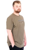 Mode XL Büyük Beden Erkek T-Shirt Bisiklet Yaka BOSTON U25037 Haki thumbnail 3
