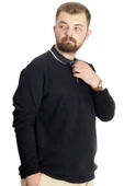 Mode XL Büyük Beden Erkek Sweat Polo Selanik Mode 23448 Siyah thumbnail 3