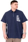Mode XL Büyük Beden Erkek T-Shirt Polo Yaka REAL U25309 İndigo thumbnail 1