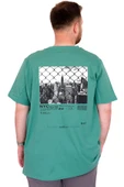 Mode XL Büyük Beden Erkek T-Shirt Bisiklet Yaka NYC New York U25019 Çağla thumbnail 4