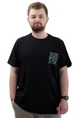 Mode XL Büyük Beden Erkek Tişört Bisiklet Yaka Baskılı Cep Detaylı T-Shirt REFUEL U24053 Siyah thumbnail 1