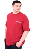 Mode XL Büyük Beden Erkek T-Shirt Bisiklet Yaka BORN TOLYFT U25029 Bordo thumbnail 4