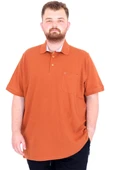 Mode XL Büyük Beden Erkek T-Shirt Polo Yaka Cepli Klasik Pike 20552 Tarçın thumbnail 5