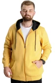 Mode XL Büyük Beden Erkek Sweat Kapüşonlu Fermuarlı Outsider 23547 Hardal thumbnail 1