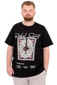 Mode XL Büyük Beden Erkek T-Shirt Bisiklet Yaka REBEL U25039 Siyah thumbnail 1